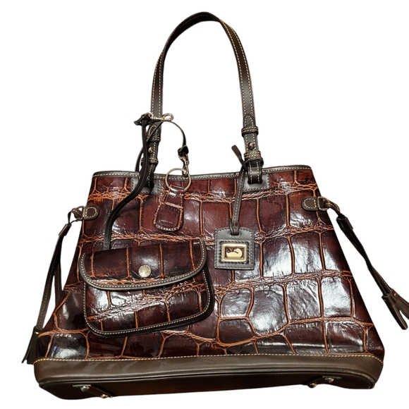 Dooney & Bourke Handbags - Dooney & Bourke Brown Crocodile-Embossed Tote Bag - F11